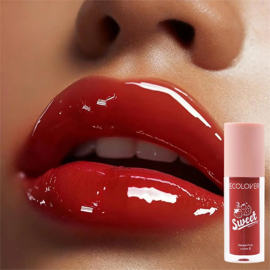 1PC Fruity Flavor of Lip Gloss, Moisturizing, Nourishing, Natural, Watery, Long-lasting, Waterproof, Sweat-proof, Anti-smudge